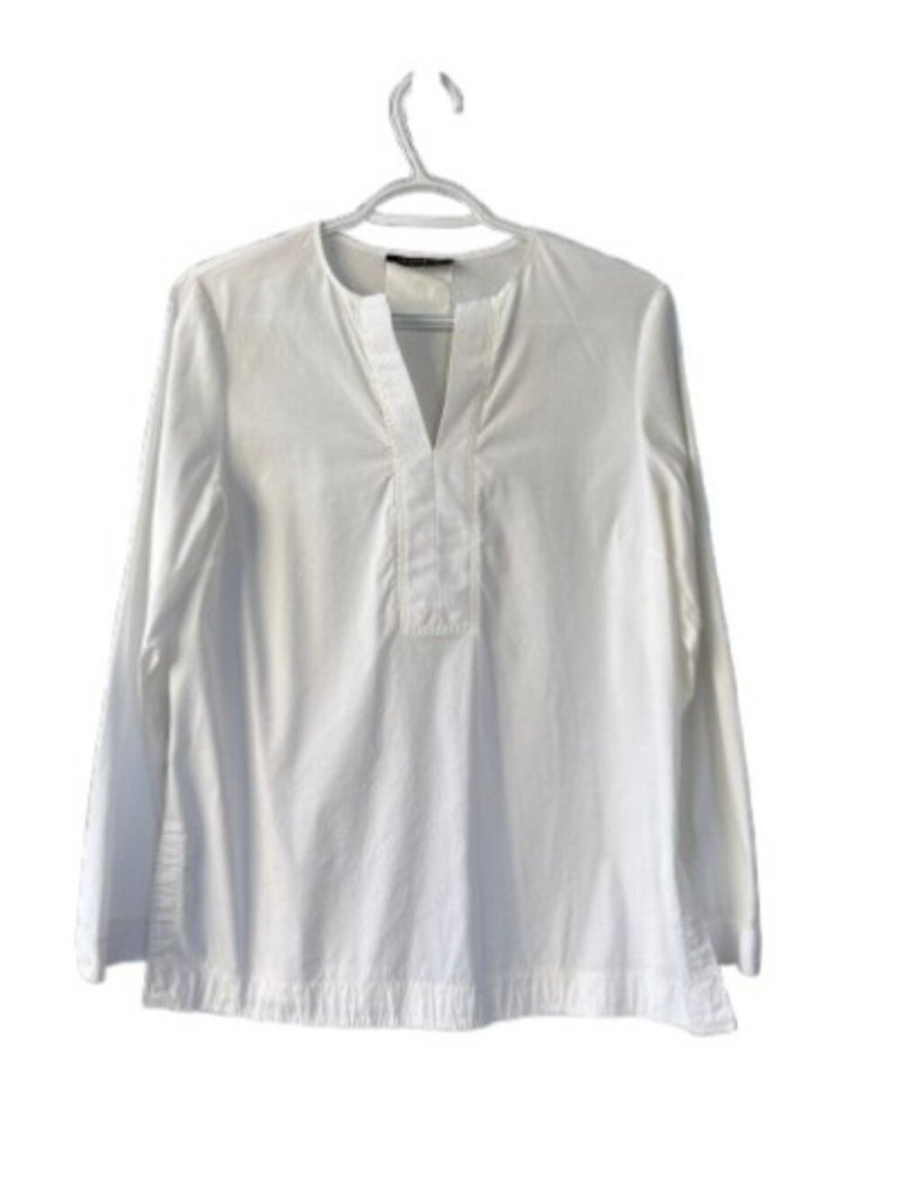 Lafayette 148 New York split-neck tunic blouse white women's